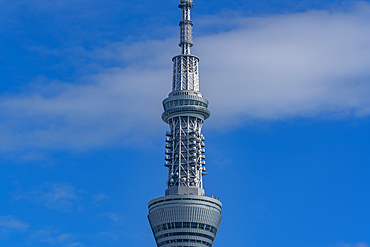 View of the Tokyo Skytree against blue sky, Asakusa, Taito City, Tokyo, Japan, Asia