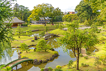 View of Gyokusenin Maru Garden in the grounds of Kanazawa Castle, Kanazawa City, Ishikawa Prefecture, Honshu, Japan