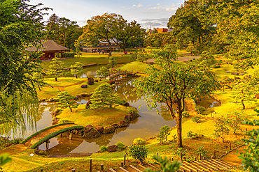 View of Gyokusenin Maru Garden in the grounds of Kanazawa Castle, Kanazawa City, Ishikawa Prefecture, Honshu, Japan