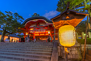 View of Kyoto's Fushimi Inari Buddist Temple at dusk, Fukakusa Yabunouchicho, Fushimi Ward, Kyoto, Japan, Asia