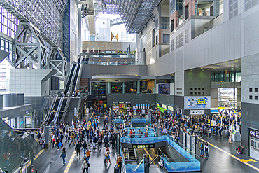 View of Kyoto Station interior during day, Shimogyo Ward, Higashishiokoji Kamadonocho, Kyoto, Honshu, Japan