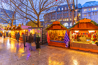 View of people and market stalls at Christmas, Breitscheidplatz, Berlin, Germany, Europe