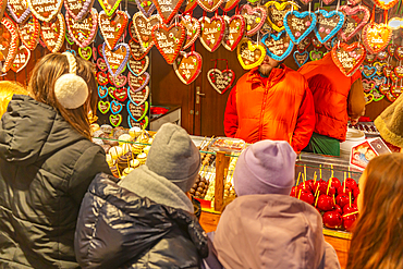 View of people at market stall at Christmas, Breitscheidplatz, Berlin, Germany, Europe