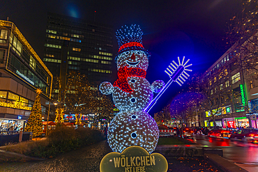 View of Christmas Market entrance at night, Breitscheidplatz, Berlin, Germany, Europe