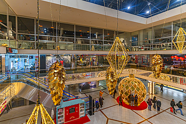 View of interior of the Europa-Center at Christmas, Breitscheidplatz, Berlin, Germany, Europe