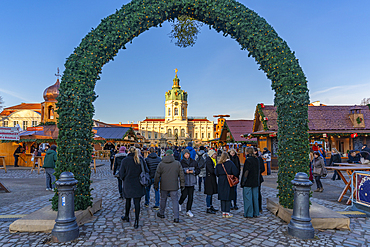 View of Christmas market at Charlottenburg Palace in Schloss Charlottenburg, Berlin, Germany, Europe