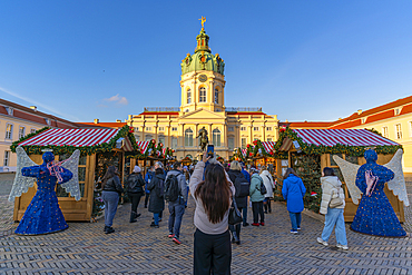 View of Christmas market at Charlottenburg Palace in Schloss Charlottenburg, Berlin, Germany, Europe