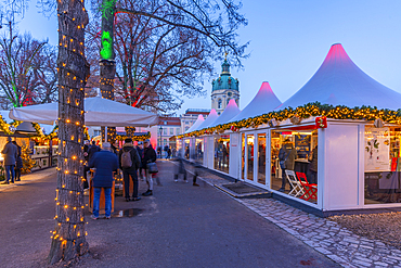 View of Christmas market at Charlottenburg Palace in Schloss Charlottenburg at dusk, Berlin, Germany, Europe