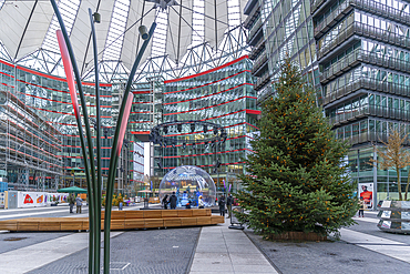 View of interior of Das Center am Potsdamer Platz at Christmas, Mitte, Berlin, Germany, Europe