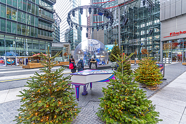 View of interior of Das Center am Potsdamer Platz at Christmas, Mitte, Berlin, Germany, Europe