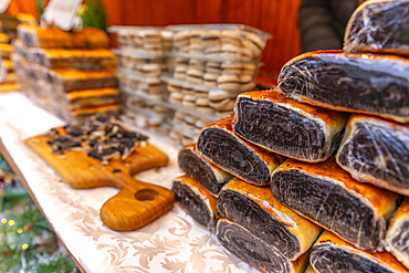 View of local produce on Christmas Market stall in Altstadt Spandau, Spandau, Berlin, Germany, Europe