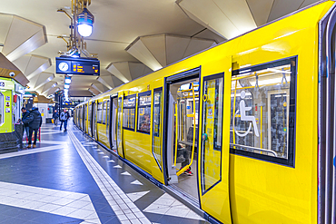 View of interior and train at Abholer-Parkplatz Spandau Bahnhof, Spandau, Berlin, Germany, Europe