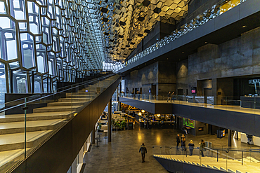 View of interior of the Harpa Concert Hall and Conference Centre, Reykjavík, Iceland, Europe