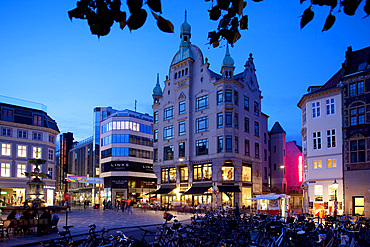 Restaurants at dusk, Armagertorv, Copenhagen, Denmark, Scandinavia, Europe