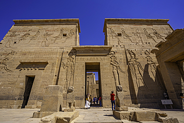 View of Temple at Philae on a sunny day, Aswan, Nubia, Egypt, North Africa, Africa
