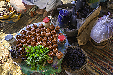 View of coffee making at Star Coffe Nubian on the Nile river near Aswan, Aswan, Nubia, Egypt, North Africa, Africa