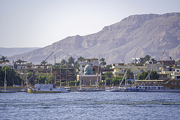 View of Nile river in Luxor on a sunny day, Luxor, Egypt, Africa