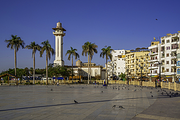 View of Abu Haggag Mosque and Luxor Temple Square on a sunny day, Luxor, Egypt, Africa