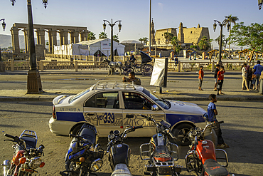 View of Luxor Temple from Luxor Temple Square on a sunny day, Luxor, Egypt, Africa