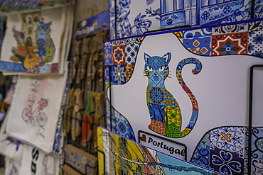 View of souvenirs in shop window in Lisbon city centre, Lisbon, Portugal, Europe