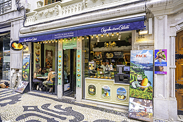 View of traditional cafe and restaurant on a sunny day, Lisbon, Portugal, Europe