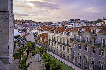 View of city from Carmo Archaeological Museum at sunset, Lisbon, Portugal, Europe