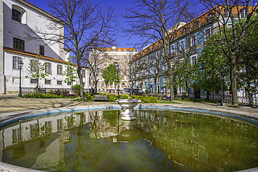 View of colourful buildings on a sunny day in the Alfama District, Lisbon, Portugal, Europe