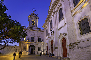 View of Church of Our Lady of Grace at dusk in the Alfama District, Lisbon, Portugal, Europe