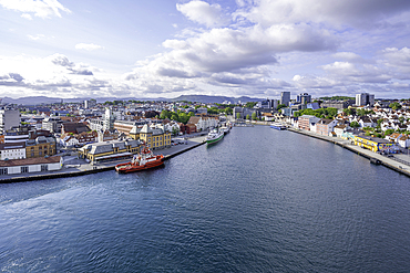 Aerial view of Stavanger skyline during daytime, Stavanger, Norway, Scandinavia, Europe