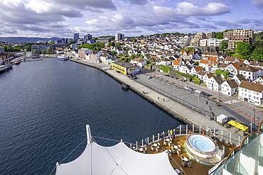 Aerial view of Stavanger skyline from cruise ship during daytime, Stavanger, Norway, Scandinavia, Europe