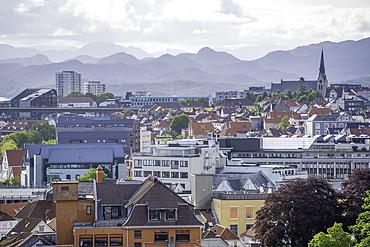 Aerial view of Stavanger skyline during daytime, Stavanger, Norway, Scandinavia, Europe
