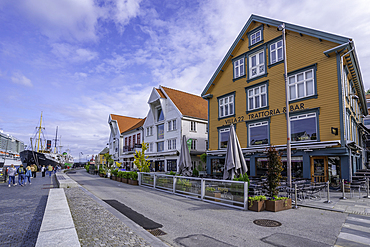 View of colourful buildings in harbour during daytime, Stavanger, Norway, Scandinavia, Europe