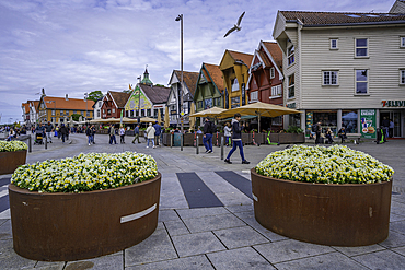 View of buildings and shops in Skagenkaien during daytime, Stavanger, Norway, Scandinavia, Europe