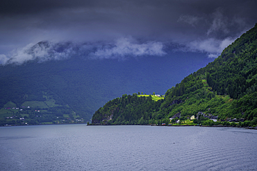 View of Nordfjorden from cruise ship during summer, Norway, Scandinavia, Europe