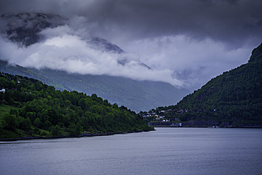 View of Nordfjorden from cruise ship during summer, Norway, Scandinavia, Europe
