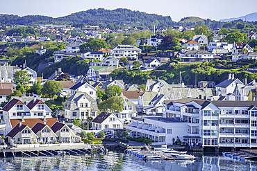 Elevated view of Haugesund skyline on a sunny day, Haugesund, Rogaland County, Norway, Scandinavia, Europe
