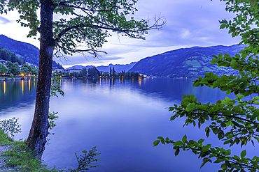 View of mountains and Lake Zell at dusk, Zell am See, Salzburg, Austria, Europe