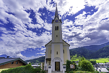 View of church on a sunny day, Kaprun, Salzburg, Austria, Europe