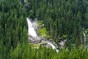 View of Krimml Waterfalls during summer, Krimml Waterfalls, Hohe Tauern National Park, Salzburger Land, Austria, Europe
