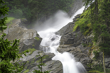 View of Krimml Waterfalls during summer, Krimml Waterfalls, Hohe Tauern National Park, Salzburger Land, Austria, Europe