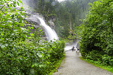 View of Krimml Waterfalls during summer, Krimml Waterfalls, Hohe Tauern National Park, Salzburger Land, Austria, Europe