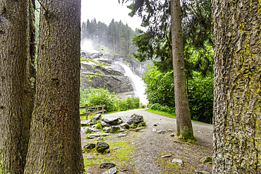 View of Krimml Waterfalls during summer, Krimml Waterfalls, Hohe Tauern National Park, Salzburger Land, Austria, Europe