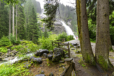 View of Krimml Waterfalls during summer, Krimml Waterfalls, Hohe Tauern National Park, Salzburger Land, Austria, Europe