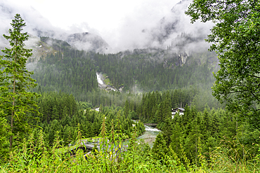 View of Krimml Waterfalls during summer, Krimml Waterfalls, Hohe Tauern National Park, Salzburger Land, Austria, Europe