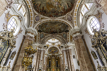 View of interior of St. Jakob Cathedral, Innsbruck, Tyrol Region, Austria, Europe