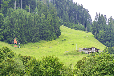 View of The Streif, home to the annual Hahnenkamm downhill race during summer, Kitzbuhel, Austrian Tyrol, Austria, Europe