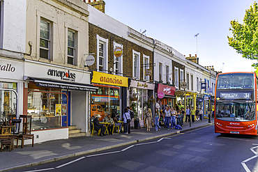 View of shop in Kensington, Kensington during summer, Kensington, London, England, United Kingdom, Europe
