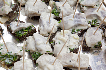 Herring, local food, Nyhavn, Copenhagen, Denmark, Scandinavia, Europe