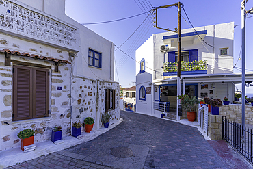 View of taverna's in Piskopiano village, Piskopiano, Crete, Greek Islands, Greece, Europe