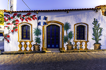 View of colourful painting on building in Chersonisos village, Piskopiano, Crete, Greek Islands, Greece, Europe